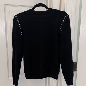 Catherine Malandrino Black Sweater with Pearl Details